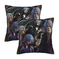 Limited Dante Devil May Cry 2 Pcs Square Pillowcase Pillow Cover Cushion Zip Decorative Comfort Throw Pillow For Home Bedroom Peach skin 18*18(CM)-2Pcs
