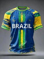 2026 New Brazil Football Jersey T-Shirt Brazilian National Team O Neck Oversized Casual Streetwear Men's Apparel XXS