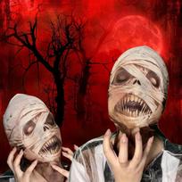 Halloween polyester ghost face breathable headgear, 2-pack One size fits all adults pilka