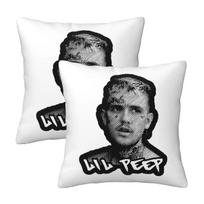 Logo Lil Peep 2 Pcs Square Pillowcase Pillow Cover Cushion Zip Decorative Comfort Throw Pillow For Home Living Room Peach skin 18*18(CM)-2Pcs
