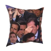 The Office Set Square Pillow Case Michael Scott Dwight Tv Show Cushion Cover Vintage Decor Pillowcase For Home Peach skin 18*18(CM)-1Pcs