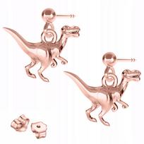 Kolczyki Pozłacane Dinozaury T-Rex Z Dinozaurem Dino Dinozaur Srebro 925