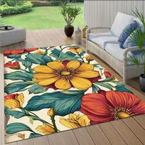 1pc Flowers Print Rug Outdoor Indoor Area Rug Floor Mat Doorway Decoration With Non-slip Rubber Backing Outdoor Rug Floormat 40x60cm