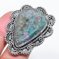 Natural Ruby Fuchsite Gemstone 925 Sterling Silver Jewelry Ring Size 9 AR-16659
