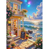 Painting By Number Balcony Sea Landscape Acrylic Paint On Canvas Pictures By Number Flowers HandPainted Craft Home Decor Gift 20x30cm no frame