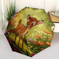 1 Auto Open Bambi, Forest Themed Colorful 8-rib Portable Umbrella for Men and Women, A Compact Commuting Companion Suitable for Daily Drinki