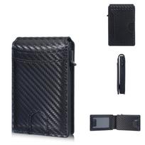 Baellerry Carbon Fiber Texture Anti RFID Theft Card Holder Artificial Leather Purses Wallets Vintage Design Business ID Credit Card Holders GZW 10.5*7*2cm juoda