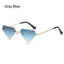 Festival Prom Rave Party Rimless Sun Glasses Retro Shades Diamond Shaped Triangle Sunglasses for Women