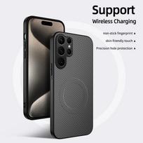 For Samsung Galaxy S26 Ultra S25 S24 S23 S22 Plus Ultra FE Case Magnetic Carbon Fiber Texture Leather Shockproof Phone Cover Galaxy S24 Ultra pilka spalva