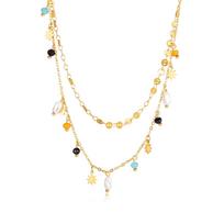 OPK Fashion Double-layer Stainless Steel Pearl Necklace Female auksas