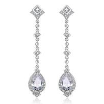 ZAKOL Elegant Buling AAA Zircon Teardrop Drop Earrings for Women Fashion copper Color CZ Long Dangle Earring Party Zircon Gift balta