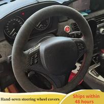 Car Steering Wheel Cover Suede For BMW M Sport M3 E90 E91 E92 E93 E87 E81 E82 E88 Steering Wheel Braid Car Accessory Red Thread