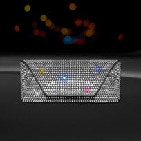 Portable Shiny Diamond Car Glasses Case Crystal Bling Rhinestone Sunglasses Box Sunglasses Storage Box Men balta