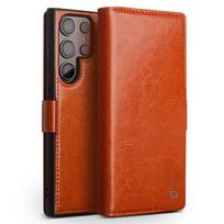 Genuine Leather Phone Case for Samsung S23+ Plus 5G Business Style Fashion Luxury with Card Slots Cover for S23 Ultra for S23 Ultra 5G šviesiai ruda spalva