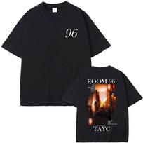 Male rapper Tayc ROOM 96 album pattern print 100% pure cotton short-sleeved T-shirt Hip-hop fashion pop music Harajuku top S juoda