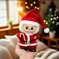 17cm Labubu Doll Santa Claus Outfit Set Christmas Plushie Clothes with Hat Scarf Cute Gift No Dolls(No Shoes)