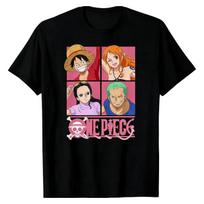One Piece Main Characters TShirt Luffy Nami Zoro Robin Group Print Cotton Lightweight Breathable Casual Everyday Fashion Tops S