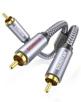 RCA Audio Cable SOUNDFAM RCA Y Splitter 1 Male to 2 RCA Audio Cable Bidirectional RCA Y Adapter for Subwoofer Home Theater AV Receiver Amplifier Gray
