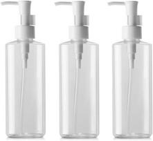 3 x 200ml buteliukai su pompa valymo aliejui, losjonui, kelionei