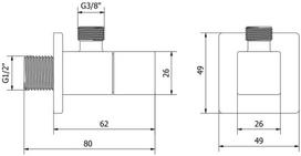 Mexen S kampinis vožtuvas baterijai 1/2"x3/8", auksinis - 79971-50