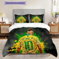Iconic Neymar Jr Jersey Art Bedding (1 * duvet cover + 2 * pillowcase, without core) 2D Flat Duvet cover and pillowcase Soft and comfortable 135x200cm
