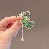 Dragonfly/Butterfly Shaped Brooches Imitation Pearl Suit Collar Pins Jewelry Pin  Women Girls 01-Green