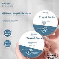 Qihaiqiu Disposable Compressed Socks Daily Use No-Wash Unisex Sweat-Absorbing Breathable Travel Portable Gray 5 Pairs