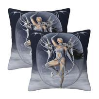 Spanish Lola Indigo 2 Pcs Square Pillowcase Pillow Cover Cushion Zip Decorative Comfort Throw Pillow For Home Car Peach skin 18*18(CM)-2Pcs