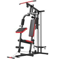Daugiafunkcė treniruoklių stotis su svorių sistema, plienas, 120 kg, juoda/raudona