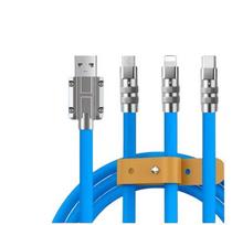 USB 3in1 greitojo įkrovimo kabelis C tipo 120w 6A 150cm mėlynos spalvos