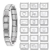 Multifunctional Gold Silver 9mm Italian Charm Bracelet Stainless Steel for Women Men Kids DIY Modular Jewelry white