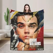 Robbie Williams turo flanelinis pledas Minkštas šiltas patalynės užtiesalas svetainei kelionėms Grafinis lovatiesis Sofos lovos užvalkalas 30x40in