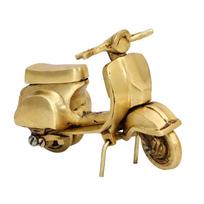Žalvarinė vintažinė motorolerio figūrėlė statulėlė ekspozicijai ( Auksinis) | Klasikinio antikvarinio stiliaus Vespa motoroleris namų dekorui, biurui, kavos staliukui