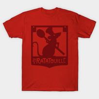 Men Black Print T-shirt La Ratatouille No-Cut Transfer Paper Print Cotton Tshirt S raudona