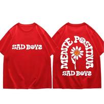 Singer Junior H Sad Boys Flower Cotton T Shirt Unisex Women Short Sleeve Casual Hipster Tee Hip Hop Popular Fashion Streetwear S