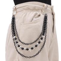 Punk Spike Rivet Layered Metal Chain Keychains For Men Women Pants Jeans Biker Gothic Rock Belt Chains Jewelry Accessories Gift