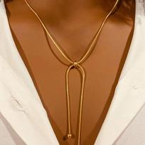 Gold Color Adjustable Lariat Necklace  Snake Chain & Ball Tassel Modern Style Minimalist Necklace Women's Office&Party Jewelry
