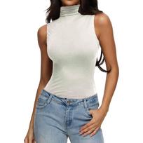 Women’s Sleeveless Turtleneck Tank Top Fitted High Neck Stretchy Basic Shirt Soft Lightweight Pullover Casual Wear XL balta