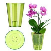 Žalia plastikinė orchidėjų vazono dengiamoji dalis, 12 cm