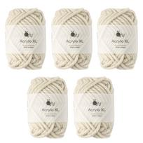 Raw Wool Acrylo Super 50g Made in Set of 5 Balls Yarn, XL, Bulky, (approx. 27m), Japan, (107. Beige)