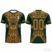 2026 Mexico Fan Football T-Shirt Soccer Jersey Aztec Jaguar Print Breathable Quick Dry Training Tee Fan Sport Top Men Women XXS
