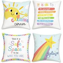 4Pcs Cute Sunny Rainbow Digital Printing Pillow Cover Short Plush Suitable Living Rooms Bedrooms Sofas Throw Cushion Cover Peach skin 18*18(CM)-4Pcs
