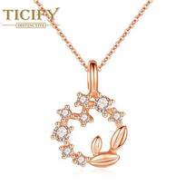 Lucky Flower Ring kaklo pakabukas rožinio aukso spalvos