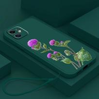N75 Drugeliai gėlės su raišteliu Silikoniniai tiesaus krašto telefono dėklai iPhone 15 Pro Max Samsung A54 A14 S23 S24 Ultra S20 FE Smūgiams atsparus dėklas for iPhone 15 Plus