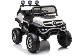 Elektrinis vaikiškas pasivažinėjimo automobilis Mercedes Unimog S, baltas.