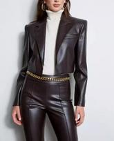 Real Lambskin Leather Brown Genuine Button Party Classic Stylish Women Blazer S ruda