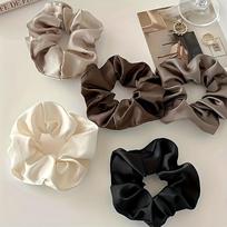 5-Pack Satin Scrunchies for Women - Silk-like Hair Ties Gentle Elastic Vintage Style Soft Hair Bands for Everyday/Wedding Hairstyles (Assorted Colors)