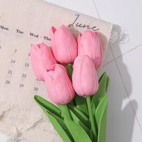 5/10Pcs Tulip Flowers Artificial Tulip Bouquet PE Foam Fake Flower for Wedding Ceremony Decor Home Garden Bouquet Decoration 5pcs tamsiai rausva spalva