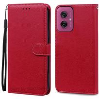 For Moto G55 Case Wallet Flip Leather Cover For Motorola G55 5G Case Phone Cover For Moto G55 Case Coque Fundas Capa For Moto G55 5G tamsiai raudona spalva