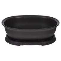 1 rinkinys Ovalus plastikinis gėlių vazonas Bonsai vazonas Sodo augalų konteineris Sukulentų vazonas su padėkliuku Sodinimo vazonas 35.50X24.50X11.00CM tamsiai ruda spalva